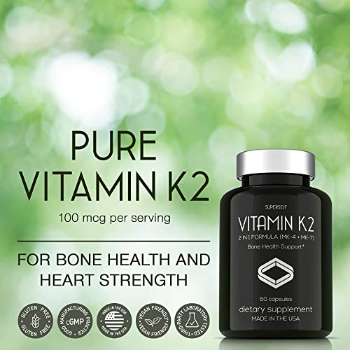 Vitamin K2 Capsules 100 mcg Vitamin K Complex MK7 & MK460 Capsules