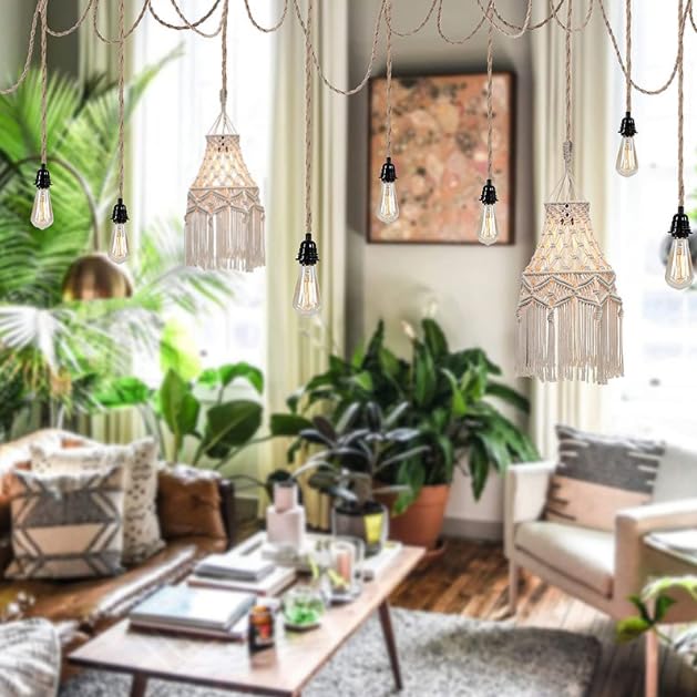 Smallterm Lamp Shades Macrame Light Shade Boho Lampshades for Ceiling Lights Restaurant, Corridor, Living Room, Bar, Coffee - Image 4