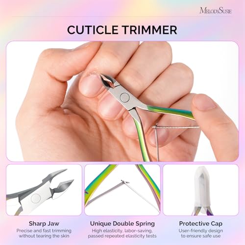 Image of MelodySusie 4 in 1 Stainless Steel Acrylic Nail Tool Kit, Rainbow