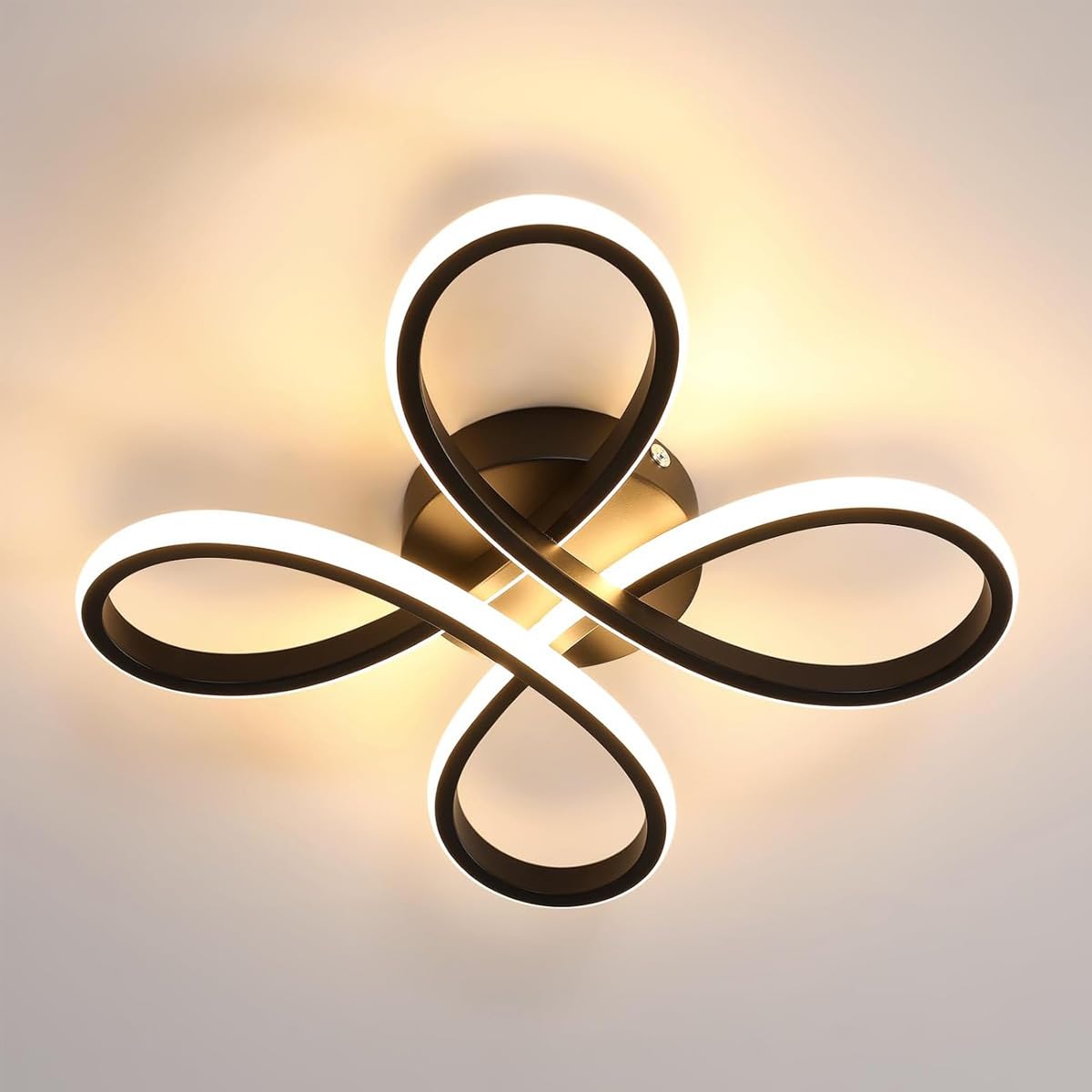 Comely Plafoniera LED Soffitto Moderna, 30W 3500LM Lampada da Soffitto Design Forma di Fiore, Lampadario LED Soggiorno Nera per Soggiorno, Sala da Pranzo, Camera da letto, Luce Bianco Caldo 3000K