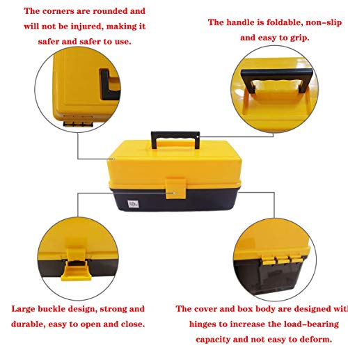 WEWLINE Portable Multi-function Tool Box, Plastic Toolbox with Organizer Tray and Divider,Household Folding Three-layer Tools Box Organizer