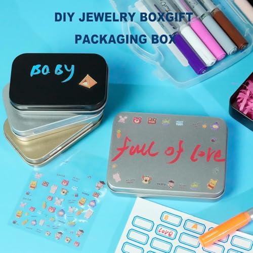 Image of Flip-Top Tin Rectangular Metal Tin Boxes with Hinged Lids, Empty Storage Containers in for Gift Cards, Crafts, Hardware & EDC Survival Kits (White, 2 Pcs 4.5 inch x 3.5 inch x 0.9 inch)