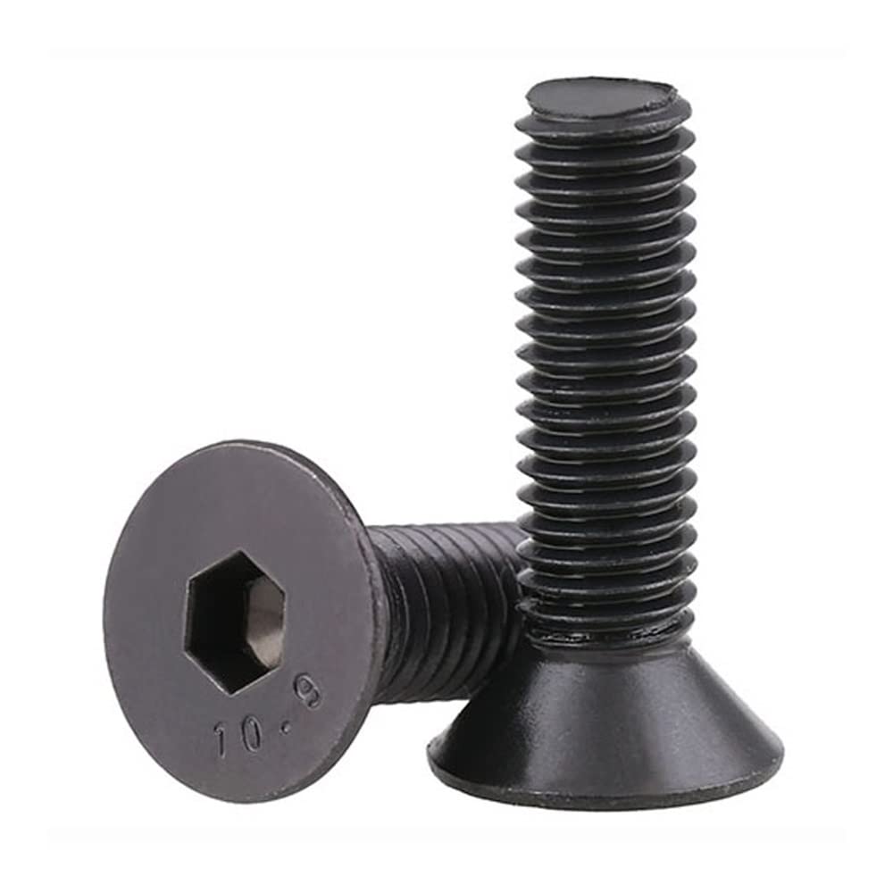 Bolzen, M3-M6 flache Senkkopf-Innensechskantschraube aus legiertem Stahl 12.9, Schwarz(20mm,M4(30pcs))