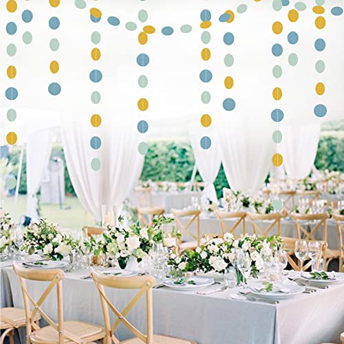 Image of Light-Dusty Blue Gold Party-Decorations Garland - 52Ft Birthday Baby Bridal Shower Wedding Paper Banner Streamers,Bachelorette Engagement Decor Panduola