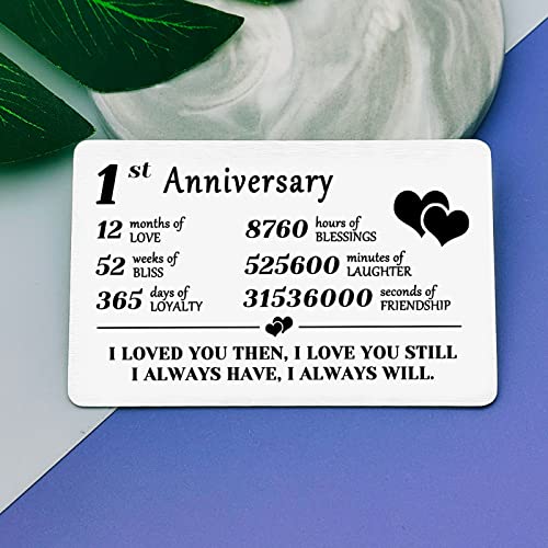 Vadaka Couples Gifts for Him Her 1st Anniversary Wallet Card Gifts for Girlfriends Boyfriend 1 Year Anniversary Wallet Card Gifts Happy First Year Anniversary Wallet Card for Couple Husband Wife2