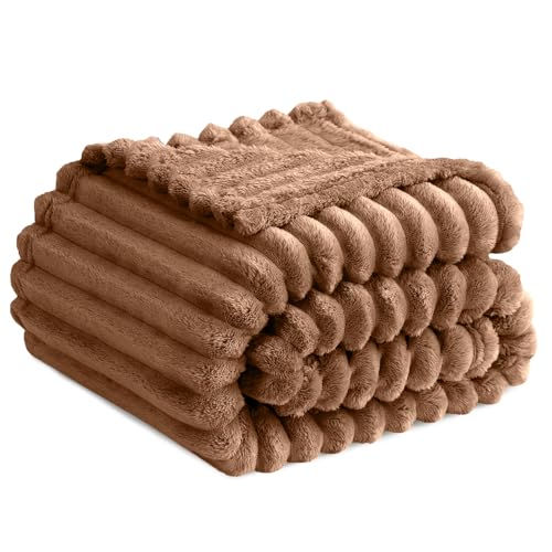 Eachans Kuscheldecke Flauschig Decke 180 x 200cm, Fleecedecke Sofadecke Couchdecke Flanell Wohndecke Tagesdecke Blanket Wolldecke - Braun