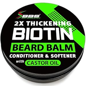 2X Thickening BIOTIN Beard Balm For Men & Mustache Wax for Beard Growth • Organic Beard Conditioner for Men & Beard Softener for Men • Beard Moisturizer for Men • Castor Oil Beard Wax for Men • USA