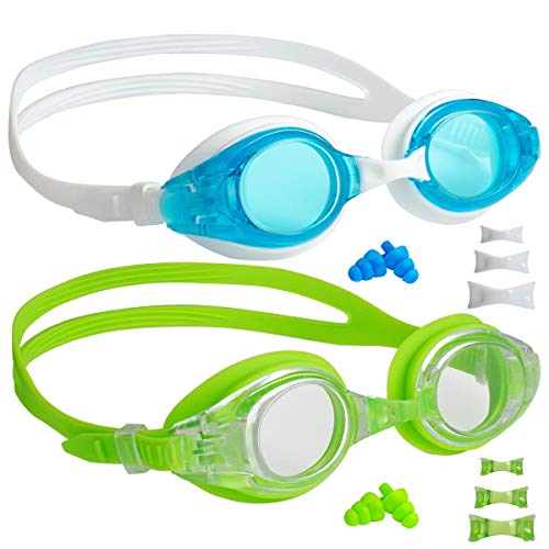 Kids Swim Goggles, Swimming Goggles Pack of 2, for Kid, Toddler Girl Boy Swim Goggles, Swimming Glasses for Children,Teens, Anti Fog, Waterproof, Soft Silicone, Clear Vision, Wide View (Age 3-12)