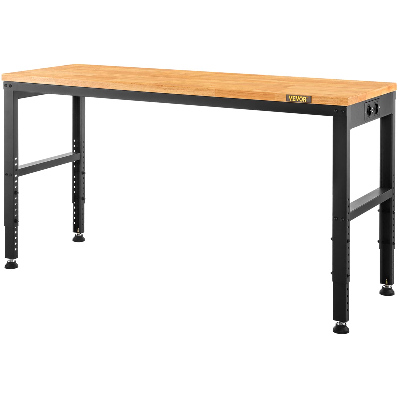 VEVOR Établi Garage Atelier Tavolo da lavoro 183x64x97 cm Altezza regolabile 72-97 cm, Piano in legno duro Quadro in acciaio, Multifunzionale Robusto per la riparazione Bricolage