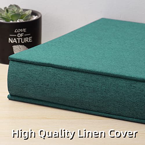 Image of Large Photo Album Self Adhesive 4x6 5x7 3x5 8.5x11 Scrapbook Magnetic Album DIY Scrap Book Length 13 x Width 12.8 (Inches) 120 Black Sticky Pages Linen Cover DIY Photo Album(Dark Green)