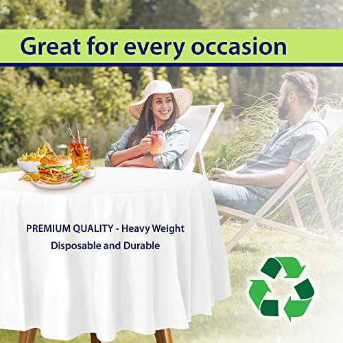 Party Dimensions 413333 White Disposable Plastic Tablecloth For Round Tables (12 Pack) 84 Inches Table Cloths thumb #5