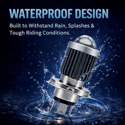 Image of AUTOPOWERZ LED H4 Projector Headlight Bulb Waterproof & Dustproof High Brightness 20 Watts 12 Volts DC Power Yellow White Light Reflection Universal Fit For All Bikes & Cars Models (Pack of 1)