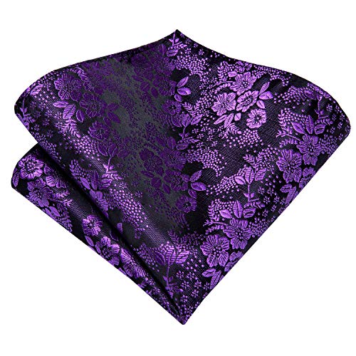 Image of Hi-Tie Mens Plaid Ties Classic Paisley Necktie with Handkerchief Cufflinks Set Business Stripe Tie