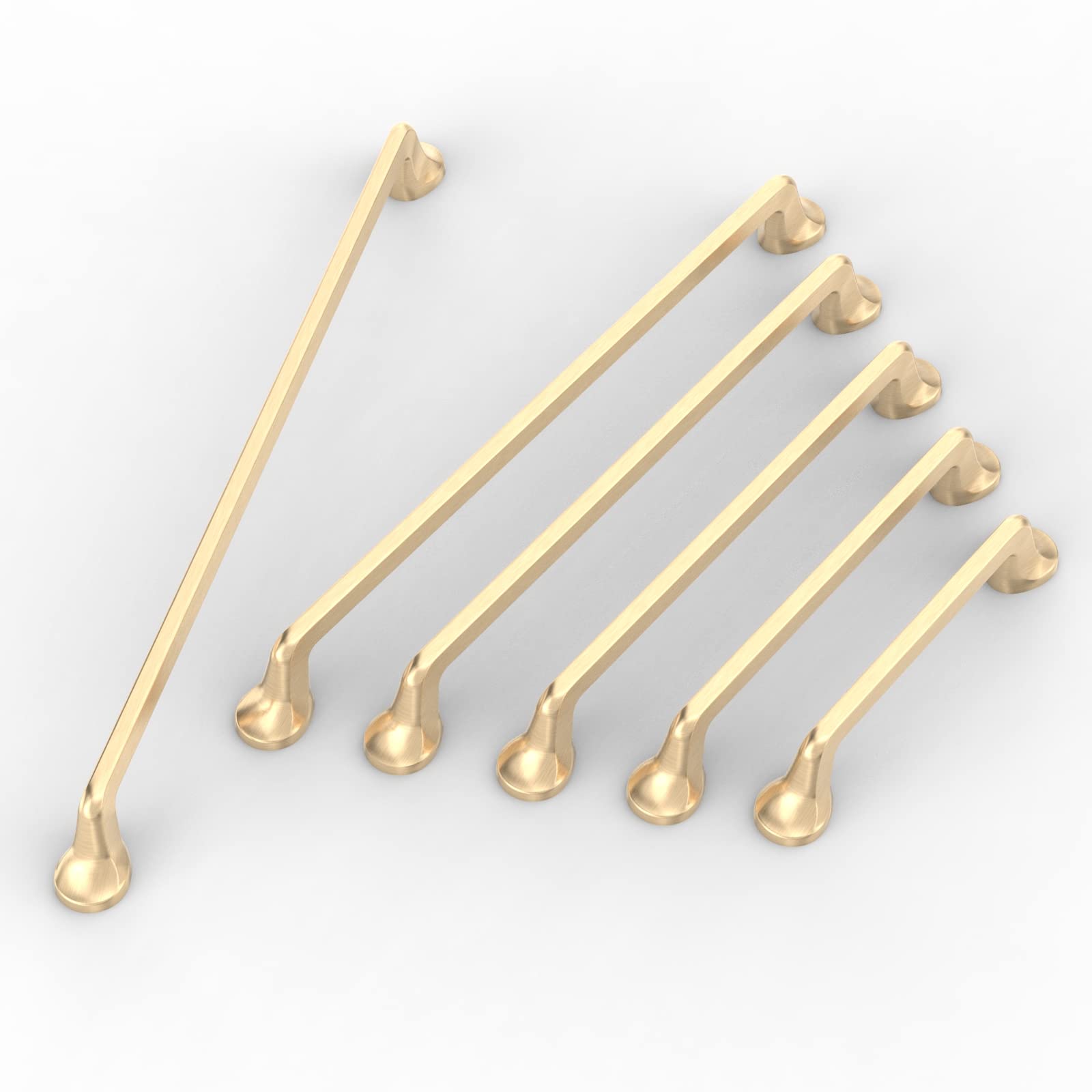 FURNIWARE Confezione da 10 maniglie per armadietti, maniglie per cassetti, maniglie in lega di zinco per ante di armadietti da cucina, ottone spazzolato satinato, foro centrale da 96 mm
