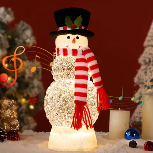Lewondr Musikalische Weihnachtsschneekugel, Beleuchteter Schneemann...