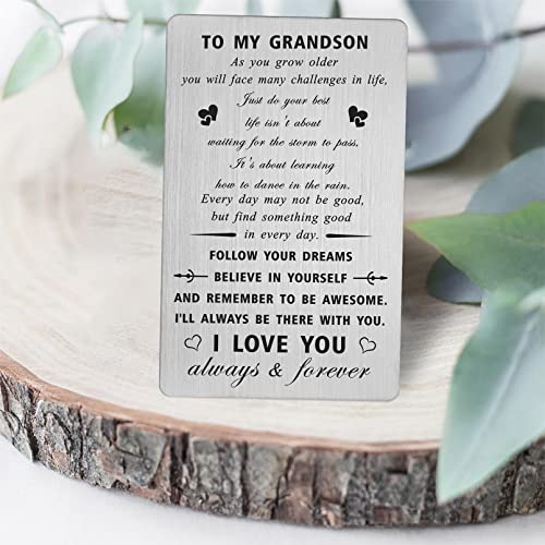 CPLJW Grandson Birthday Card Gifts - Never Forget I Love You - Grandson Birthday Graduation Wallet Card Gifts from Grandma Grandpa3