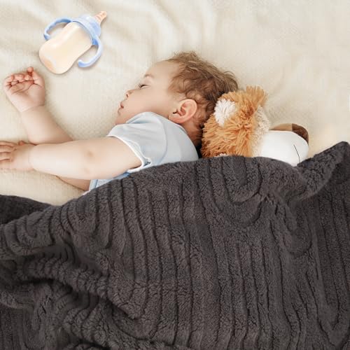 Image of Ultra Soft Fleece Baby Blanket,Swaddle & Receiving Blankets for Newborn Infant,Nursery Blanket for Crib for Boys & Girls Rainbow 30 inchx40 inch Gray