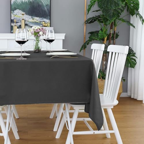 LivinEase Rectangular Tablecloth 140x200cm, 250 GSM Cotton Blend Charcoal Table cloths for 4 to 6 Seater Table - Image 2