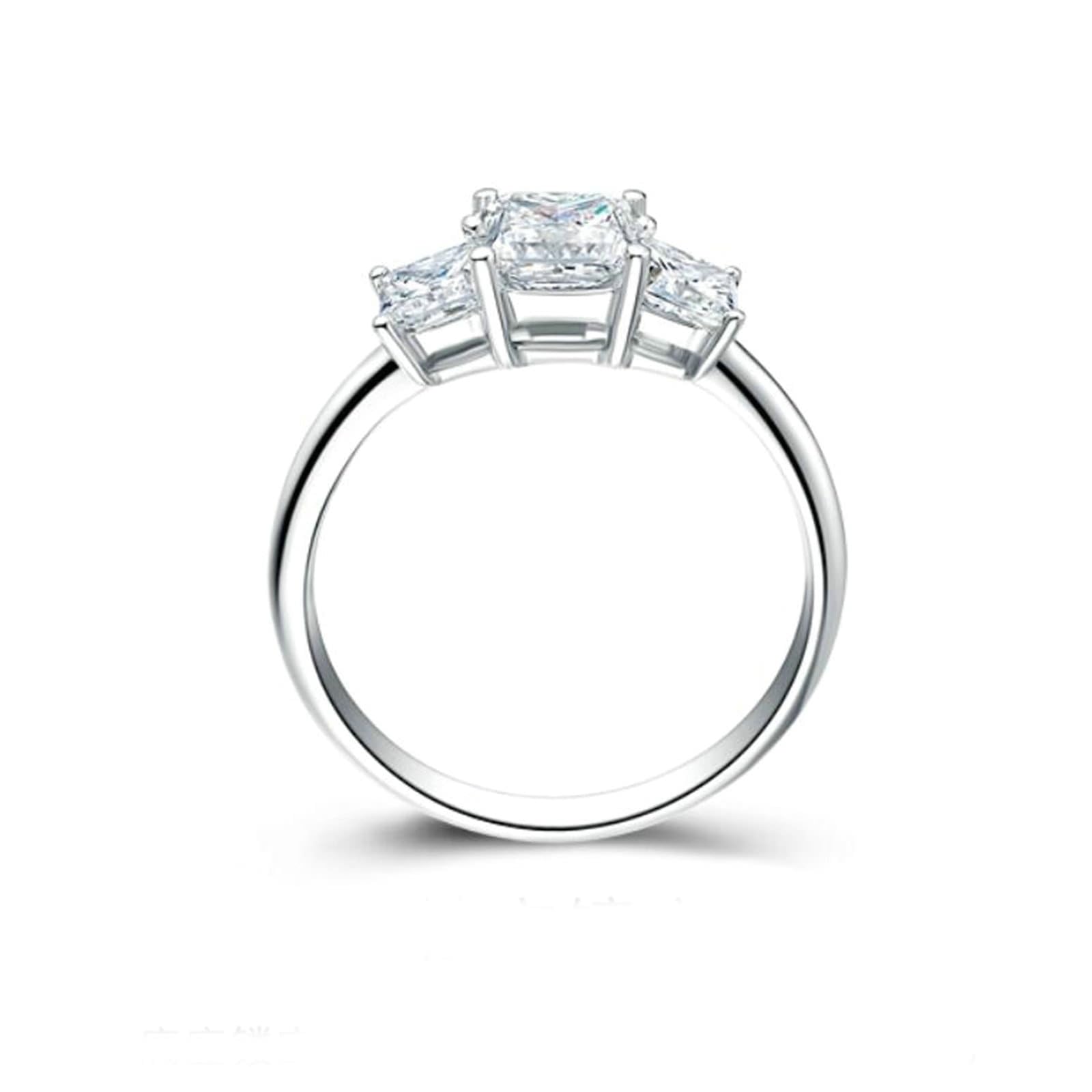 Anillos Mujer Compromiso Anillo de Promesa Oro Blanco 9/14/18 Quilates Diamante Creado en Laboratorio de Talla Princesa de 0,3 CT Talla 18,5 Sólido No Chapado Moderno para Hermana Año Nuevo Joyas