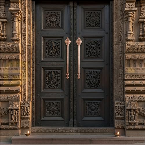 Image of Royal Gada Door Handle for Main Door /16 Inch Traditional Main Door Handle /Pull Push Handle for Home /Office /Hotels Doors - (Hole to Hole 300mm, Pack of 1) - PVD Rose Gold- 3 Years Warranty