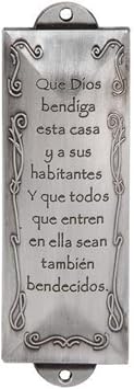 Holy Land Gifts Spanish- Mezuzah-House Blessing Bendecir el Hogar-Pewter #5171