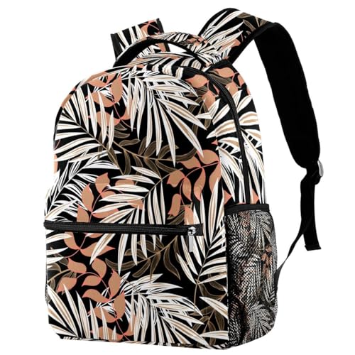Sac à dos d'école pour adolescents et filles grand volume motif feuilles