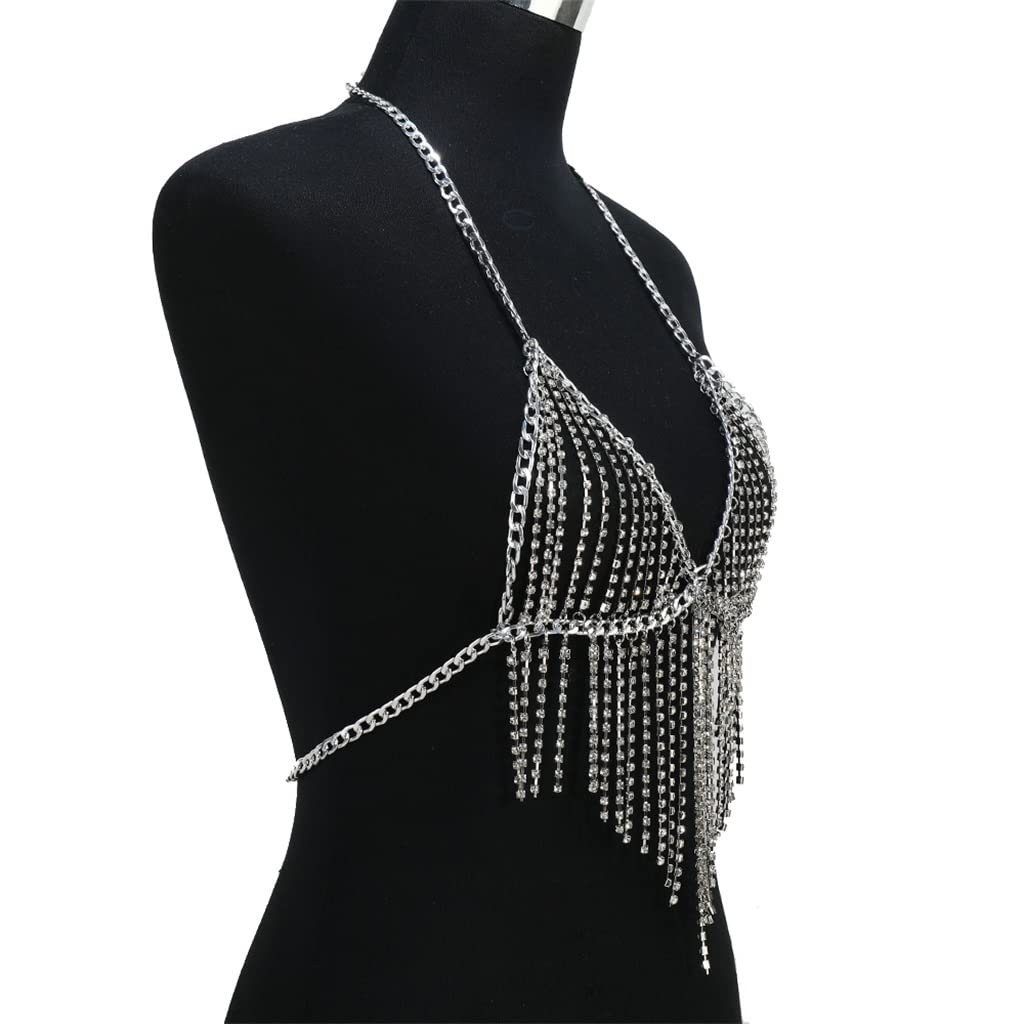 RWRAPS Bikini de joyería con Colgante Europeo y Americano de Oro con Cadena de Cuerpo con Borla de Diamantes (Color : D, Tamaño : Light Grey)