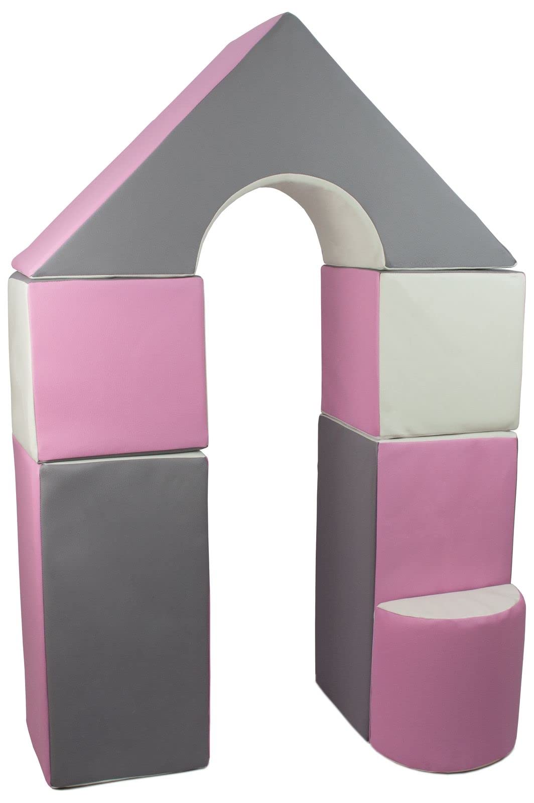 Velinda 6 pcs coloured,building blocks, soft,foam,children,kids, toy,nursery,playgroup (colour: white,light pink,grey)