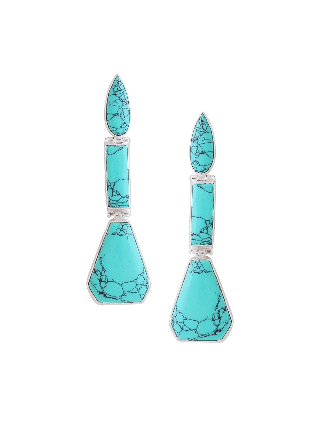 KICKY & PERKY92.5 Sterling Silver Turquoise Triology Drop Earring | Turquoise | Gift for Women and Girls | With Certificate of Authenticity | 6 Months Warranty*