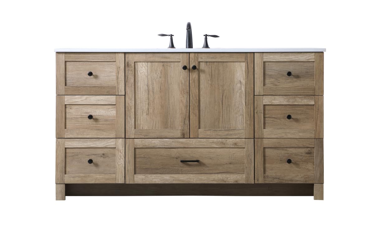 ARS Concepts 60 Inch Single Bathroom Vanity in Natural Oak
