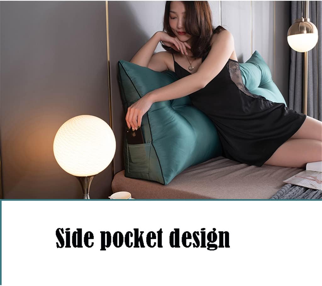 Large Reading Pillow Bed Wedge Headboard Pillows Adult Backrest Cushion with Pockets Lumbar Back Support for Sitting Up in Bed/daybed,Red,Full
