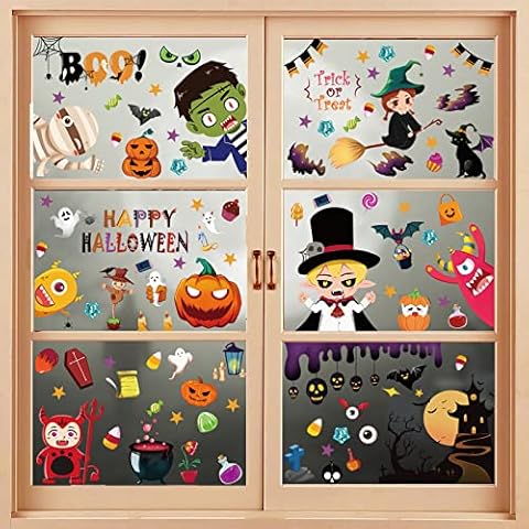 170 Pieces Halloween Window Clings for Kids Cover