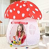 Play Tent for Kids Pop Up Tent Indoor Outdoor Boys and Girls Playhouse with Exquisite Design for Imaginative Mushroom Tent by CRAWLBO Patent Pending(RED/Large)