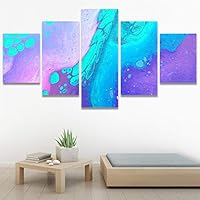 SIGNWIN 5 Panel Canvas Wall Art Abstract Closeup Digital Art Modern Artwork for Home Decorations Ready to Hang - 60