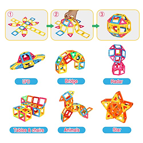 idoot Magnetic Building Tiles Blocks Toys for Kids, Educational STEM Toys Gifts-Starter Set for 3+ Year Old Kids Toddler Activities - Image 5