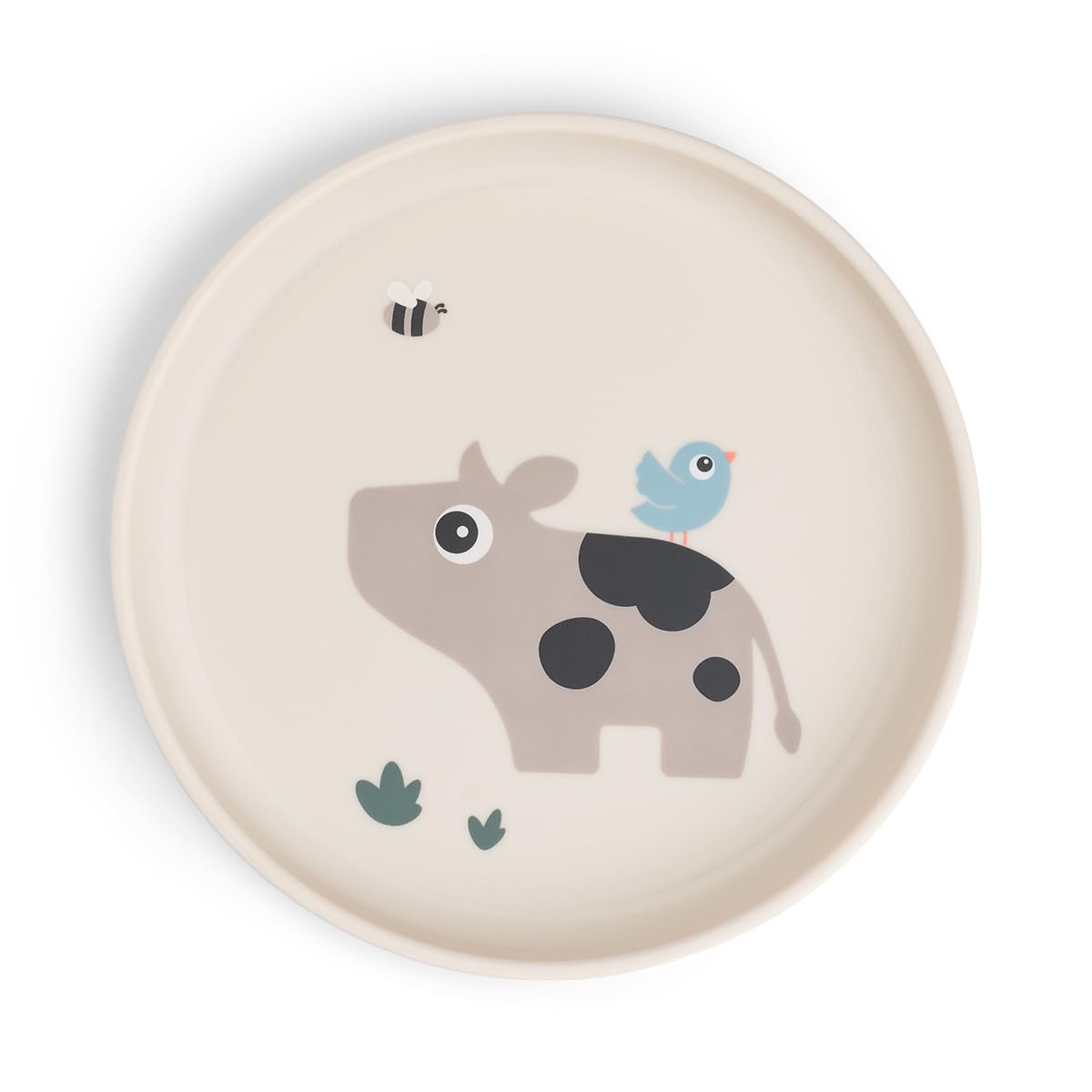 Done by Deer Foodie Plate Tiny Farm Sand, Diameter 20 - Plastic Plates with Practical Non-Slip Base - Children's Plate Made of 100% Food Grade PP with Non-Slip TPE