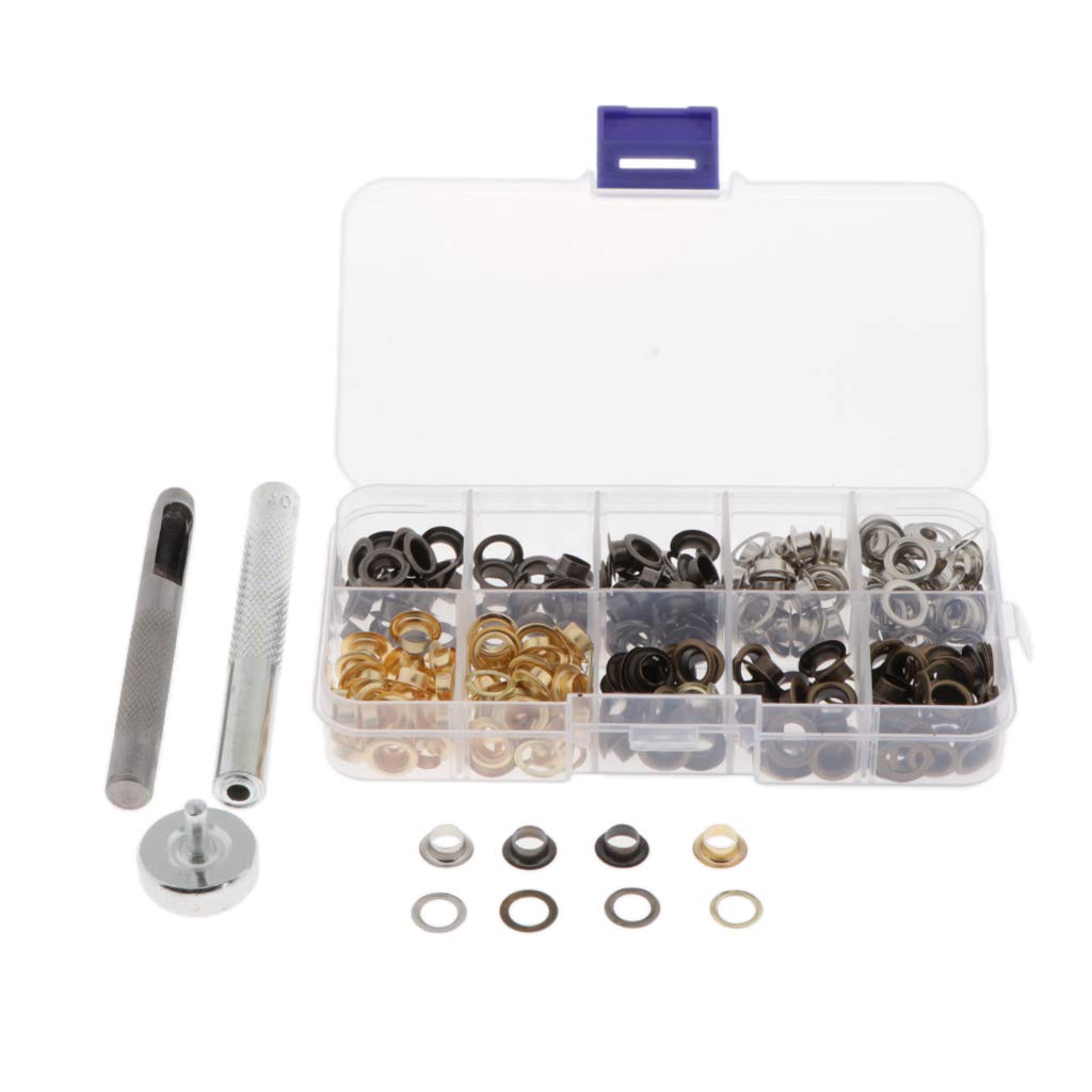 3 set di 200 occhielli in metallo con rondella in pelle artigianale riparazione accessori abbigliamento