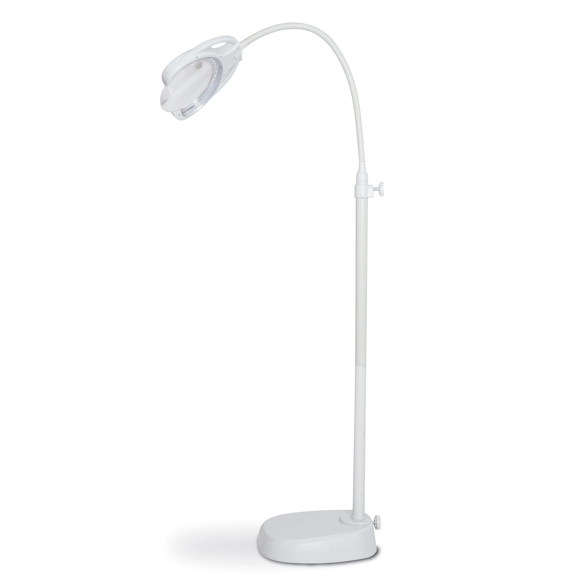 PURElite Tri-Spectrum Floor Lamp - Rechargeable Magnifying Lamp, Flexible LED Floor Light, 3 Colour Brightness Settings, Natural Daylight Bulbs for Reading, Needlework, Sewing, Crafting – White