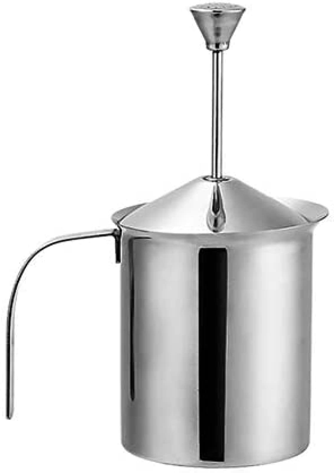 Montalatte Manuale - Acciaio Inox - 400/800 Ml - Schiuma di Latte Perfetta Grazie al Doppio Setaccio E Speciale Meccanismo Pressa,400 Ml,GQYYS