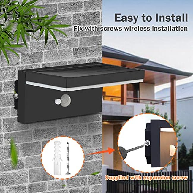 Lustrlach Solar Wall Lights Solar Wall Sconce Black Modern Porch Wall Mount Lamp