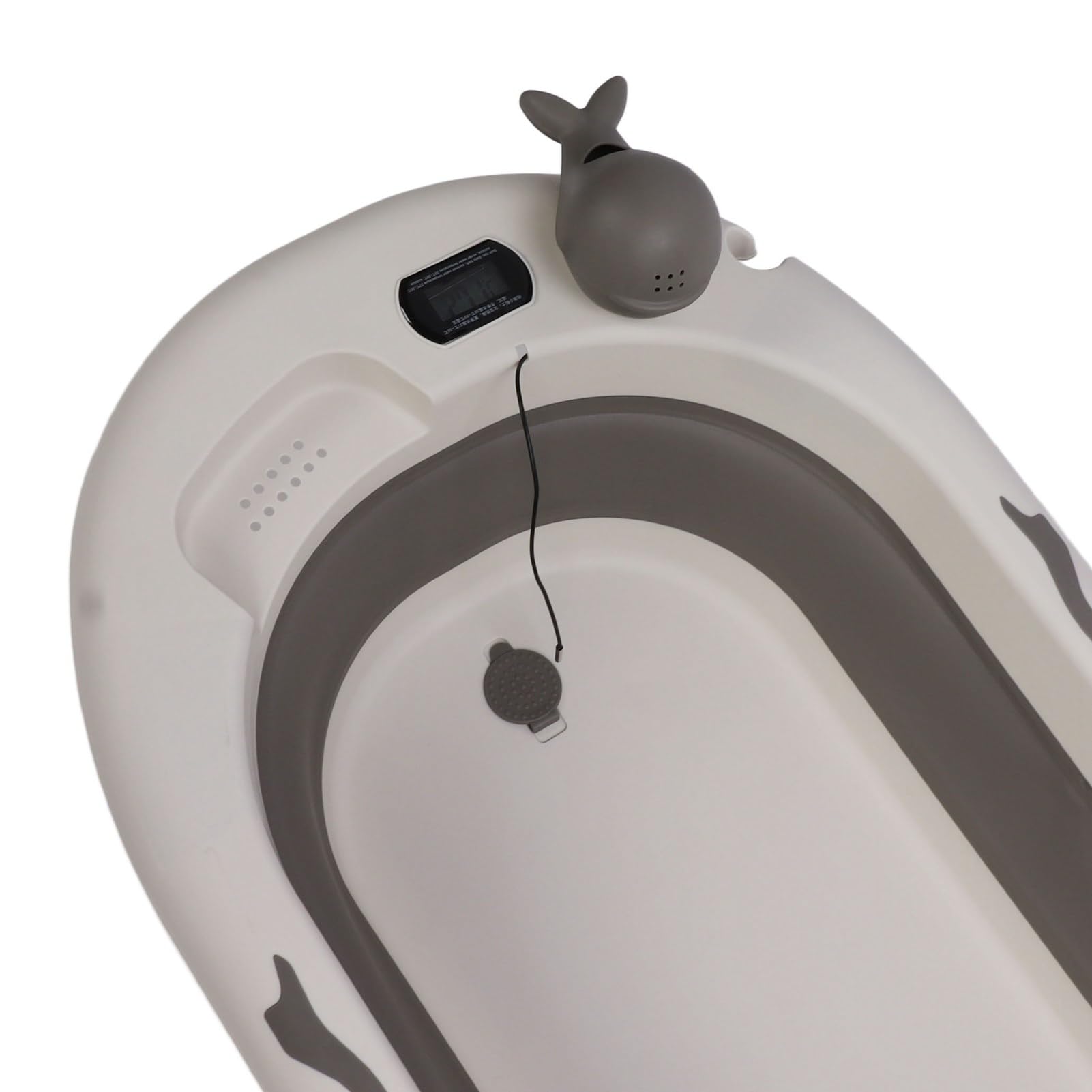 Fdit Bañera Plegable para Bebés con Sensor de Temperatura, Drenaje Conveniente, Perfecta para Uso Diario, Material Suave y Duradero para Bebés de 0 a 9 Años (Nube Crepuscular Gris)