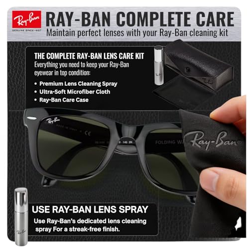 Image of Ray-Ban RB4105 WAYFARER FOLDING CLASSIC Square Shape Sunglasses for Men with Official Eyewear Kit