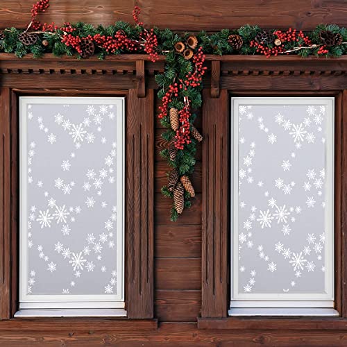 Image of WISDOM Privacy Window Film Frosted Glass Film Glass Film No Glue Anti-UV Window Sticker Non Adhesive for Privacy Office Meeting Room Bathroom Living Room (Snowflake Frosted, 12 x 80 inch)