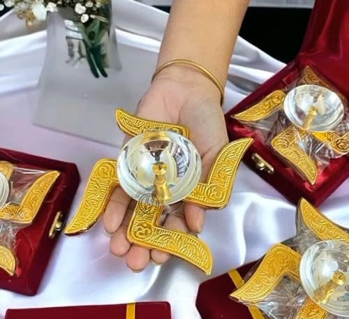 Image of DSH Decorative Swastik Diya with Royal Velvet Box for Pooja,Diwali,Home Decor and Return Gift.