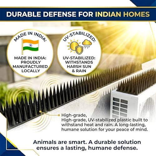 Image of SWAPKART (Pack of 30,Black) Anti Monkey Bird Plastic Spikes for AC Balconies Window Home Protection from Pigeon Monkey Crow Kabootar Area Covers 30 FT kabutar Control Scare Repellent Balcony Railing.
