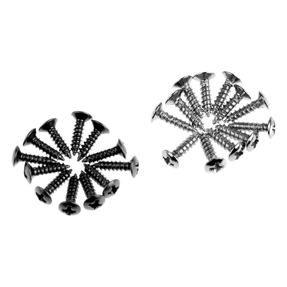 KHJK CHFENG-SS 24x Guitar Fender Strut Telephone Pick Guard Screw for Tele + Black + Silver (Color : Black and silver)