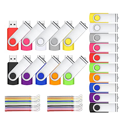 Flash Drive USB 32GB 20 Pack GEEUMI USB Stick 2.0 Swivel Memory Stick Bulk Thumb Drive,Pen Drives Jump Drive for Data Storage, File Backup(32Gig,Multi-Color)