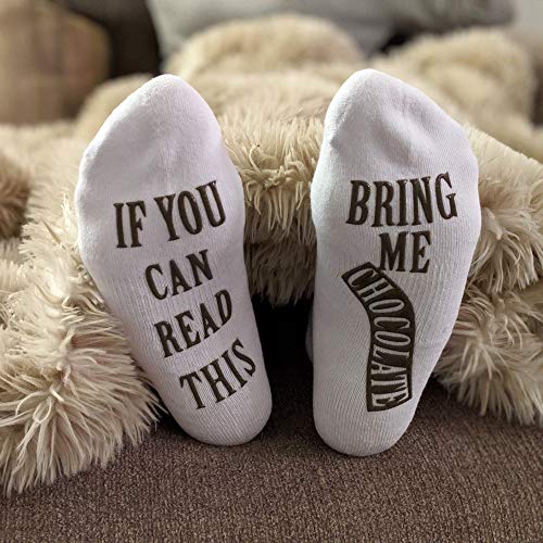 Haute Soiree - Women's Novelty Socks - “If You Can Read This, Bring Me Some” (Wine, Chocolate, Coffee) Novelty Socks (Chocolate) - Thumbnail 5