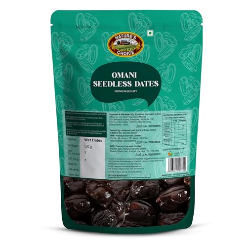 Image of Nature's Choice Big Omani Seedless Dates (500g) | Soft & Chewy Khajoor | All-Natural | High-Fiber Khejur | Healthy Snack | Natural Sugar | Dry Fruit | Deseeded Dates | Khajur | Khejur | Finest Grade