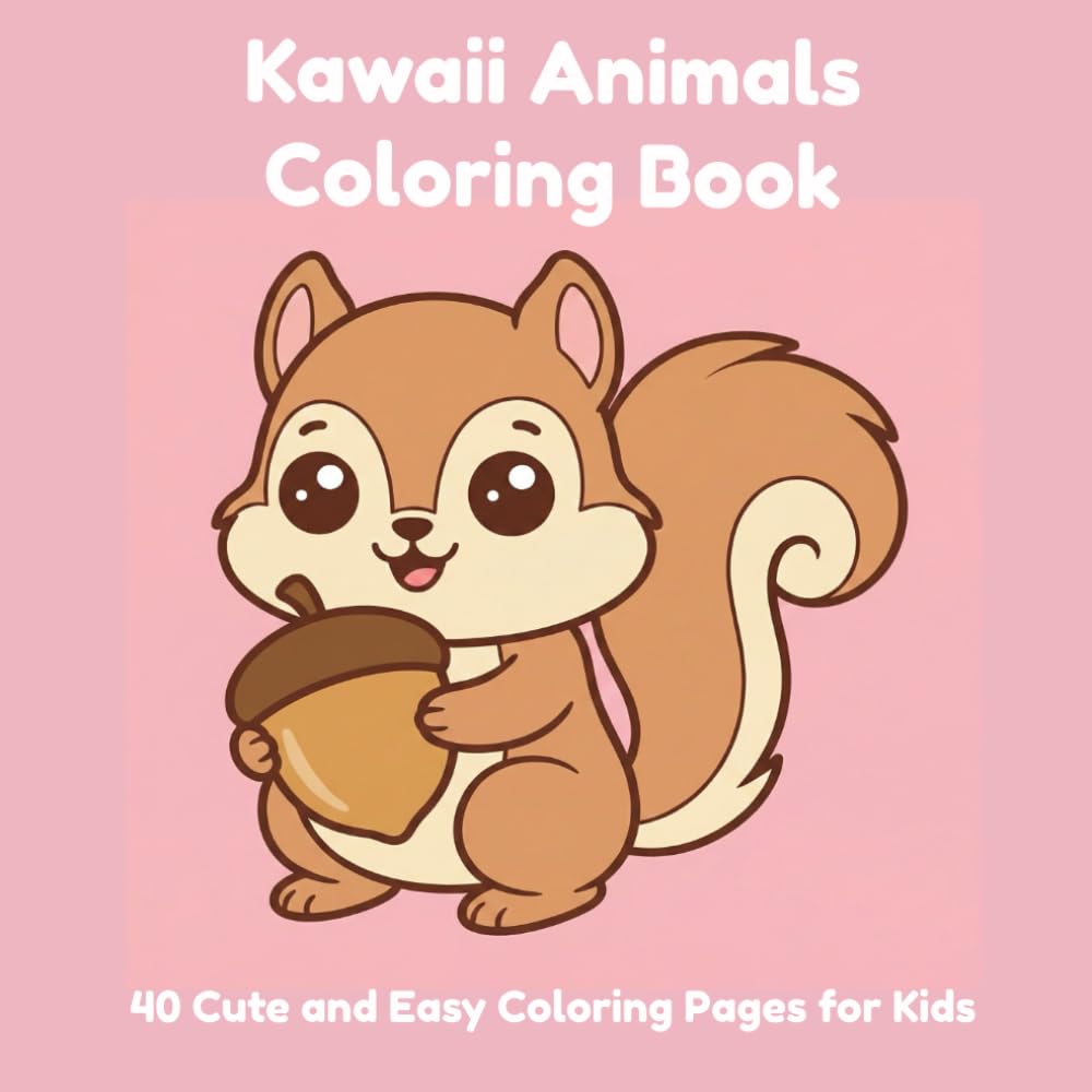 Kawaii Animals Coloring Book: 40 Cute and Easy Coloring Pages for Kids